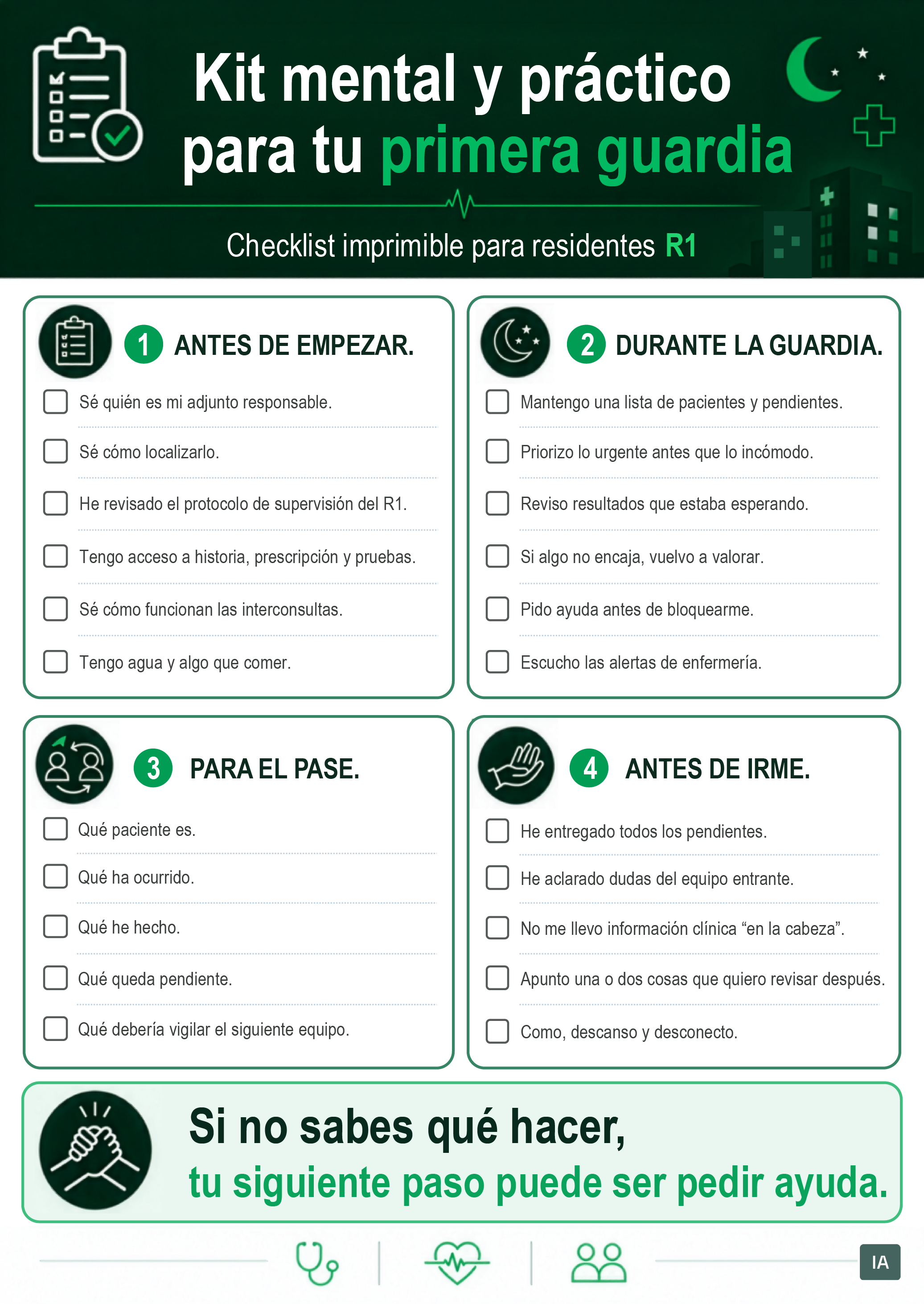 Kit mental y práctico para tu primera guardia